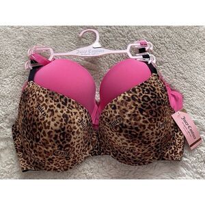 2 Pack Juicy Couture Bra Show Me Off Lined JC3819 Leopard Print Pink Size 40D